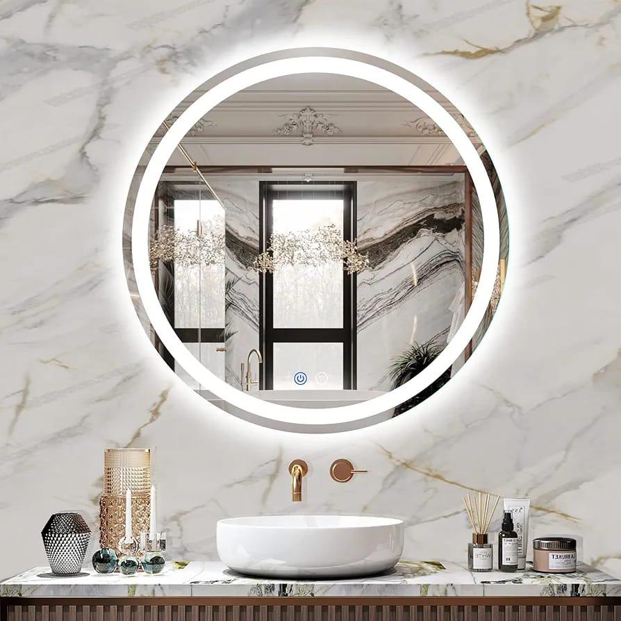 🪞 Miroir rond LED 60 cm – Éclairage 3 couleurs & design moderne