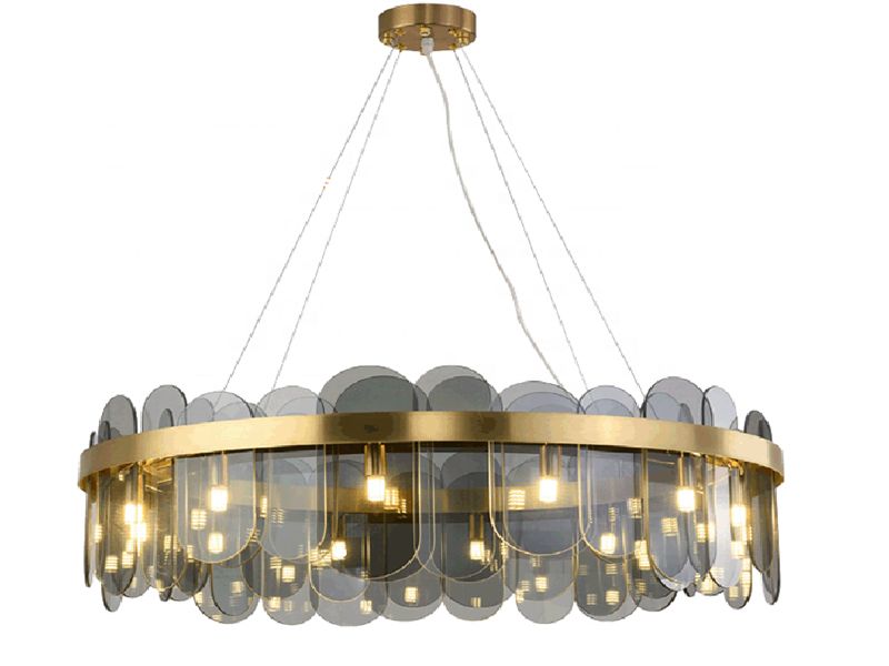 EPIFANIA Lustre rond postmoderne doré, luminaire suspendu