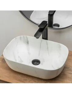 vasque a poser rectangle blanc marble 450x330x135