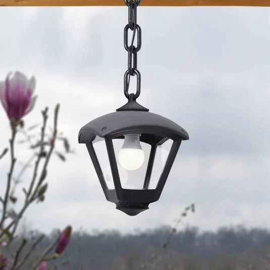 Suspension d'extérieur Sicar /Roby noir, diffuseur transparent, E27