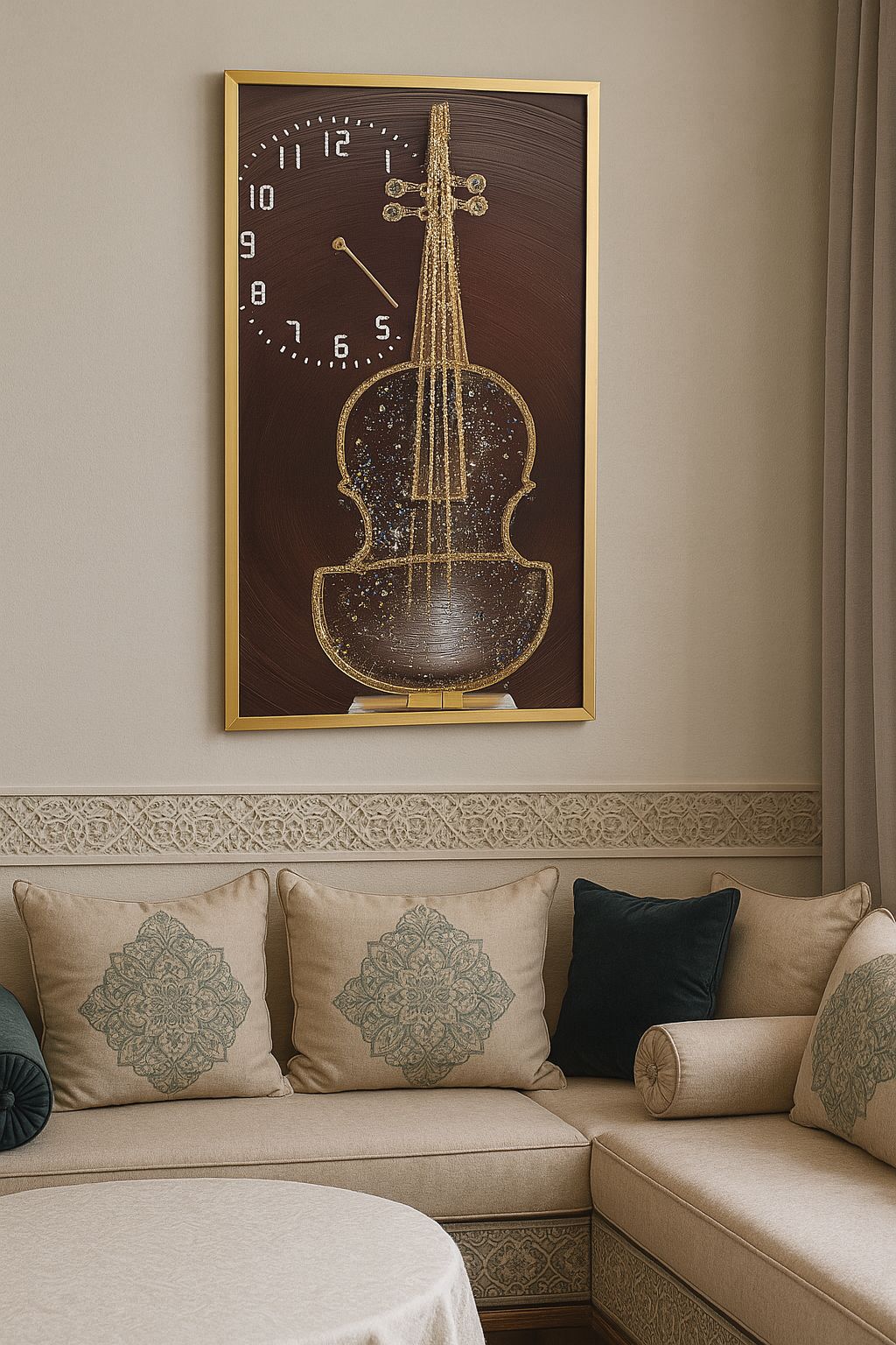 cadre tableau avec horloge 43x63cm