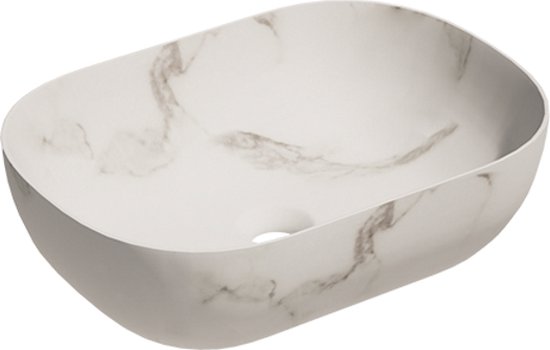 vasque a poser rectangle blanc marble 450x330x135