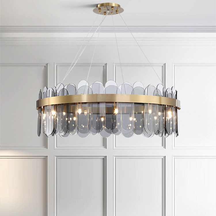 EPIFANIA Lustre rond postmoderne doré, luminaire suspendu