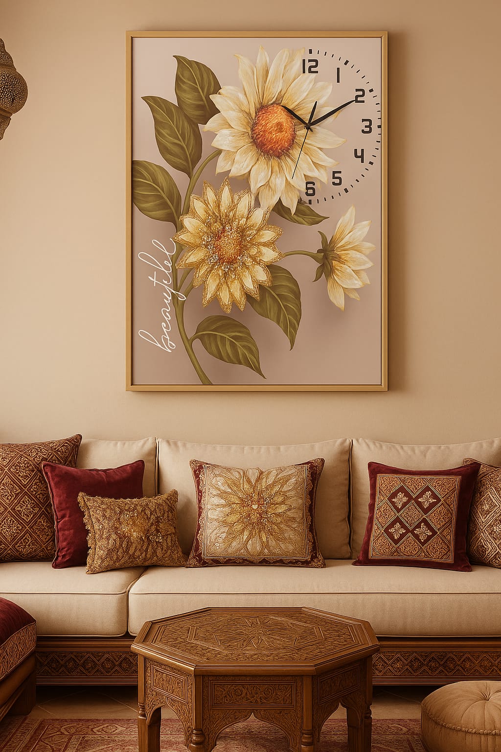 cadre tableau  avec horloge 43x63cm