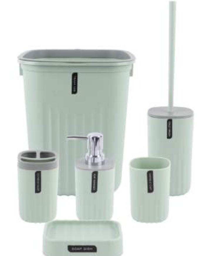 Ensemble d'accessoires de salle de bain 8 pièces  vert design moderne et élégant