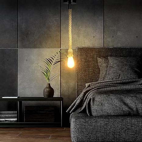 Support d'ampoule E27 - Cordon en corde de chanvre - Décoration vintage (1 support de lampe par mètre)