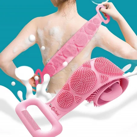 فرشاة استحمام مزدوجة الجوانب من السيليكون لتنظيف البشرة بعمق وتدليك