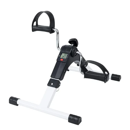 دراجة تمارين صغيرة قابلة للتنقل مع دواسات وشاشة عرض LCD