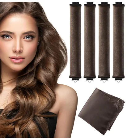 بكرات شعر مخملية  مع وشاح من الساتان