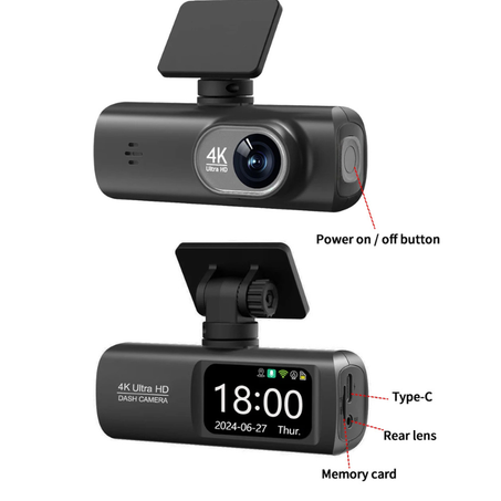 داش كام عدسة مزدوجة مسجل قيادة سيارة، عدسة خلفية كاميرا المدمج في واي فاي مع GPS