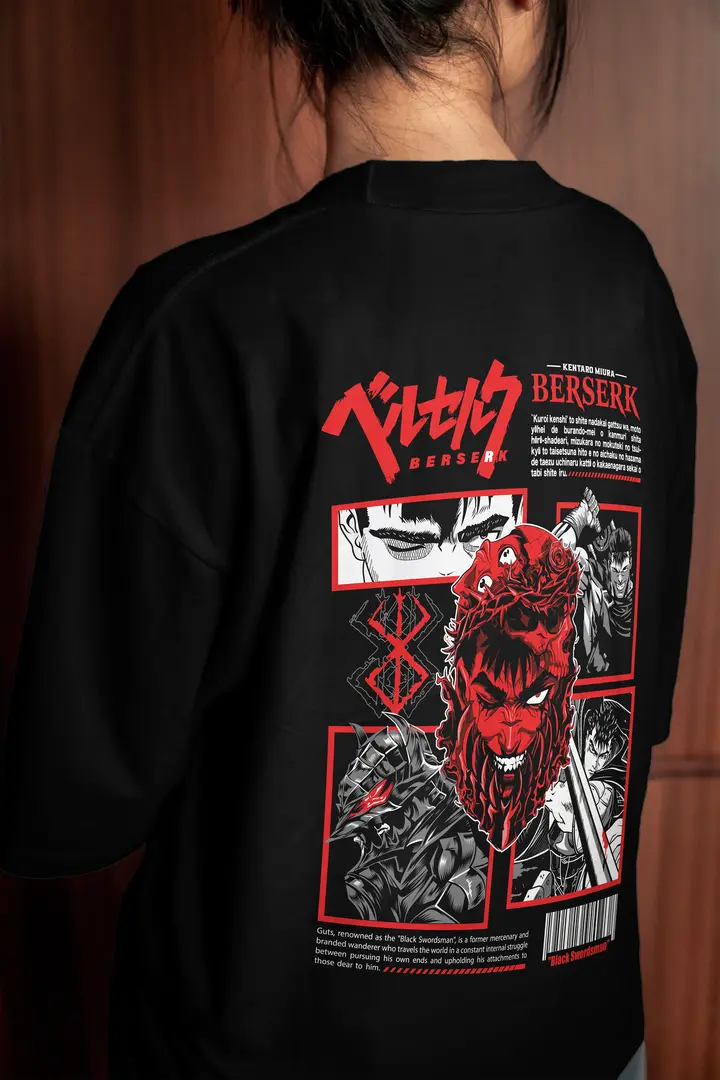 T-shirt Berserk Black Swordsman(Oversized/Simple)