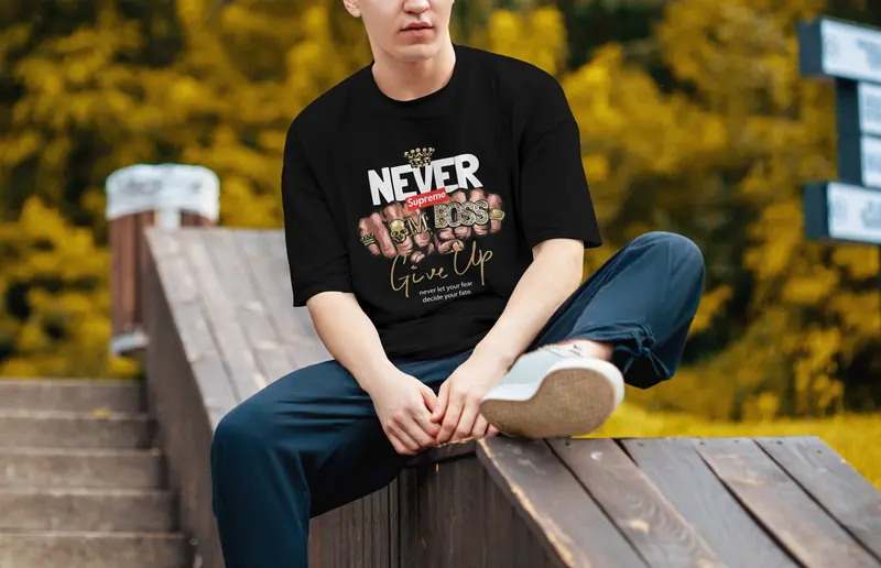T-shirt Never Give Up (Oversized/Simple)