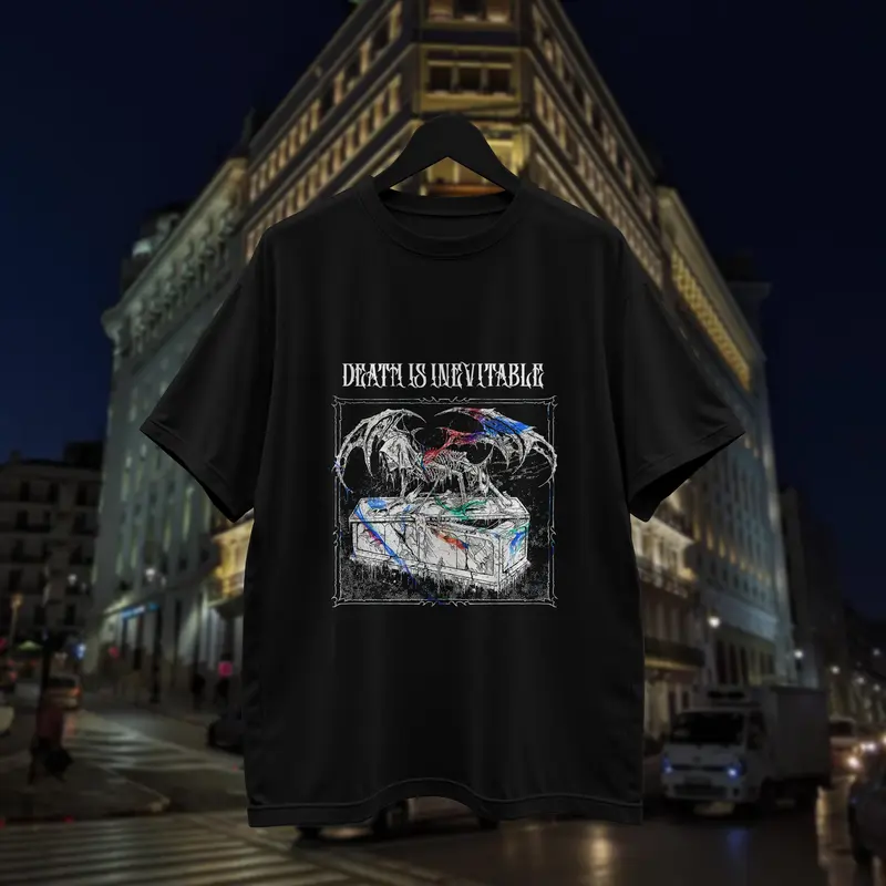 T-shirt death is inevitable (Oversized/Simple)