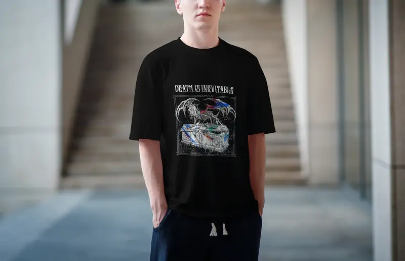 T-shirt death is inevitable (Oversized/Simple)