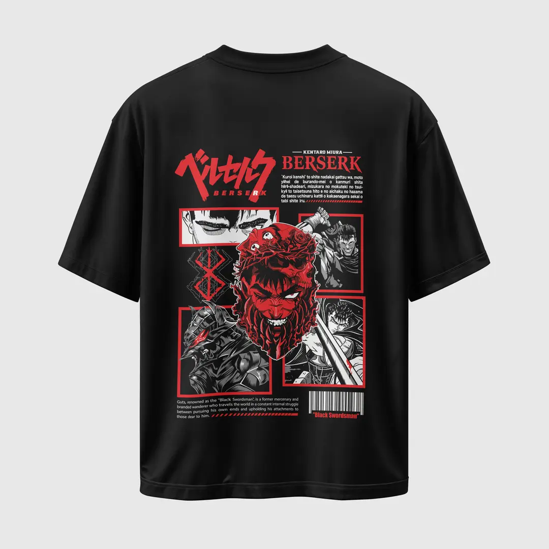 T-shirt Berserk Black Swordsman(Oversized/Simple)