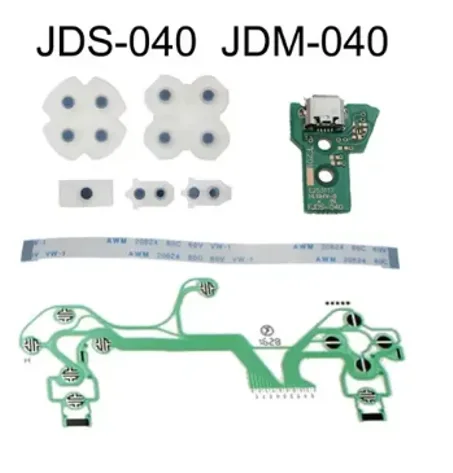 Kit Complet Réparation Manette PS4: Port USB Charge JDS-001 030 040 055 | Contrôleur + Nappe Inclus