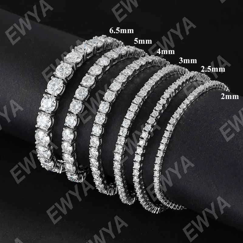 EWYA 925 Sterling Silver Moissanite Bracelet 0.1ct 3mm D VVS1 Diamond with GRA for Women Sparkling Wedding Party Fine Jewelry