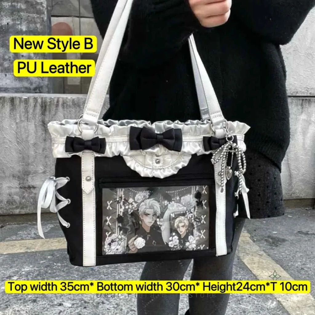 New Y2K Cute Japanese Ita Bag Lolita Girl Transparent Shoulder Tote Bag Large Capacity Crossbody Casual Bag DIY Display Handbags