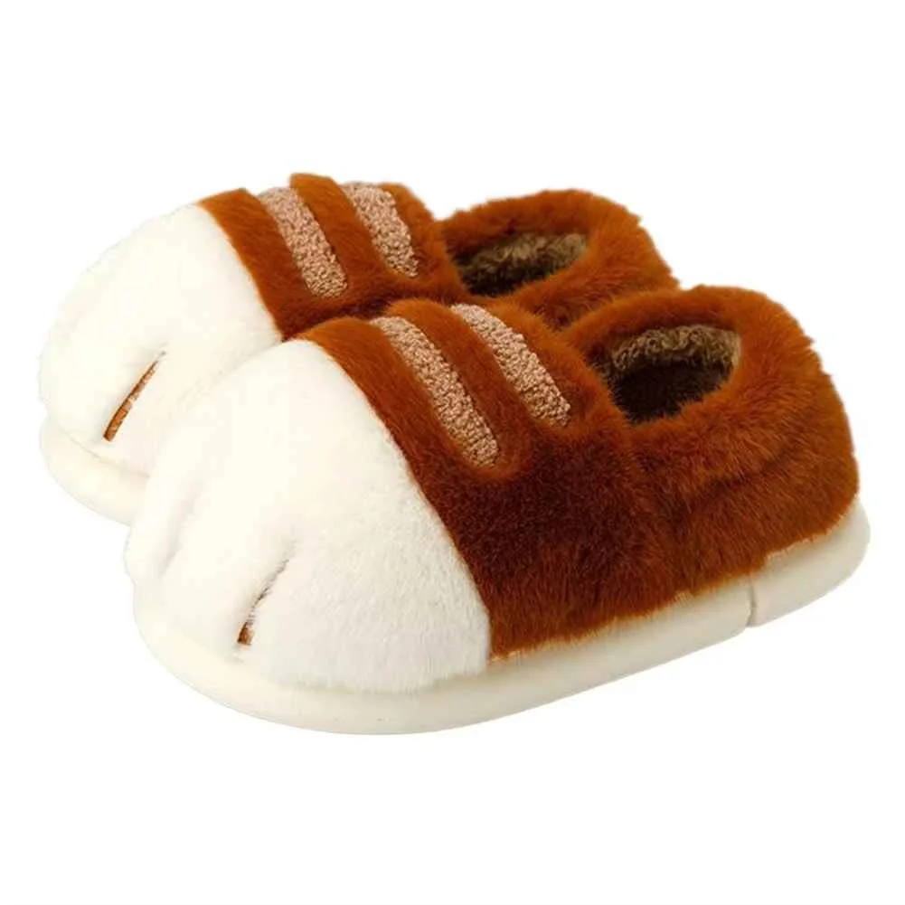 New Adorable Kitty Claw Slippers Women's Home Shoes Non Slip Furry Mules Female Fashion Warm Fluffy Slides Outdoor Cat Slippers