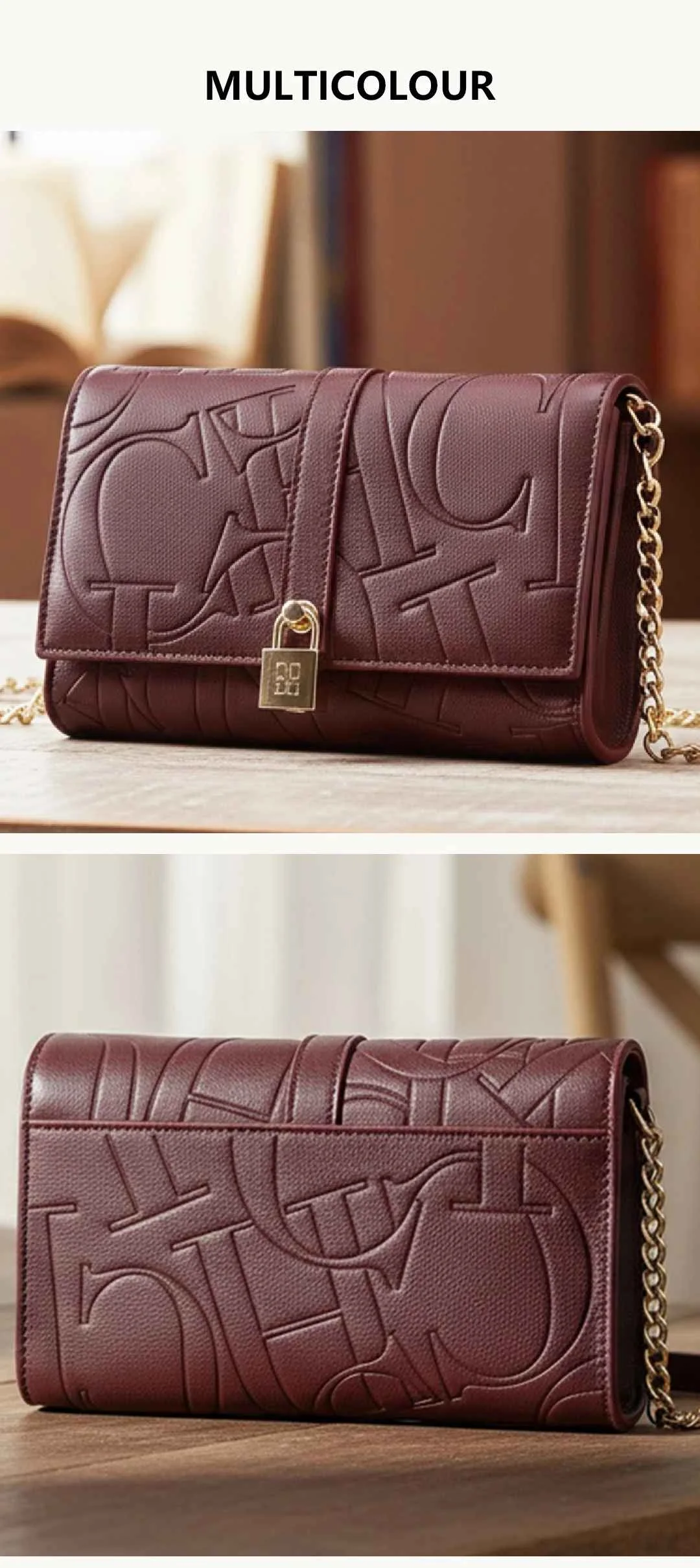 CH Autumn/Winter Fashion Shoulder Bag Solid Color Large Font Printed High Quality PU Material Explosive Women's Crossbody Bag