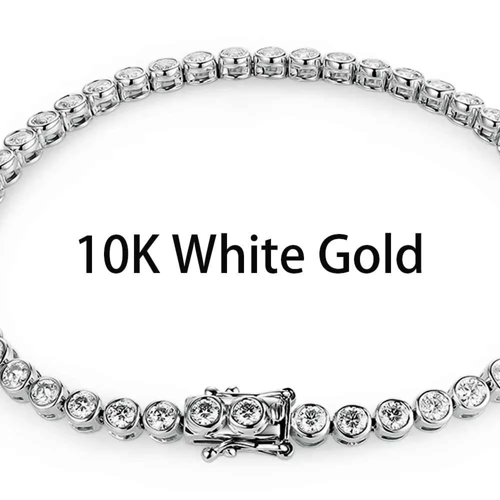 Kuololit Bezel Set Moissanite Tennis Bracelet for Women Solid 14K 10K 925silver Round D VVS1 Bracelet for Engagement Christmas