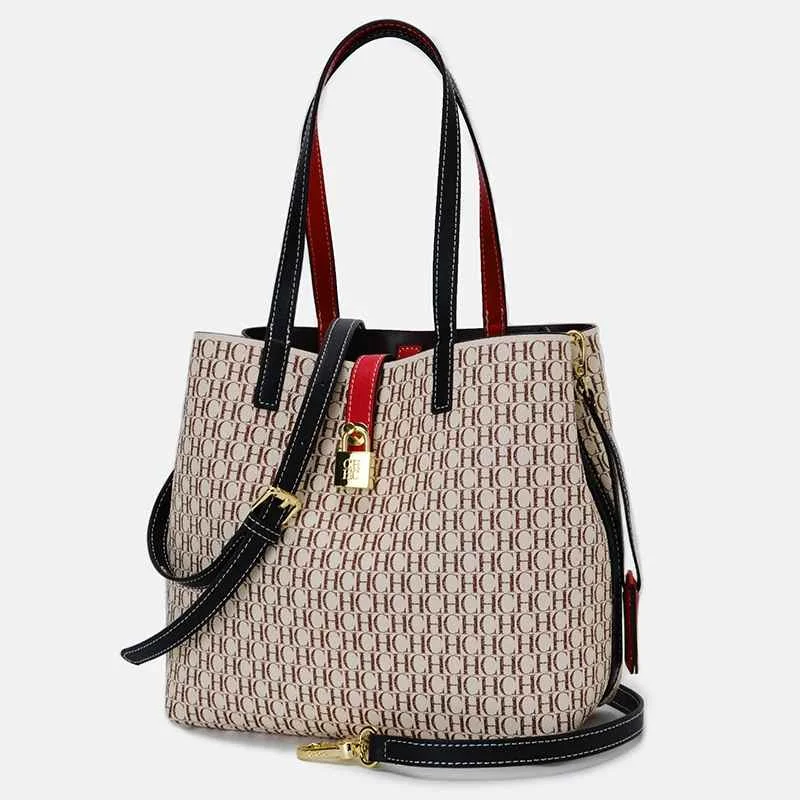 CH Women's Bag Shoulder Bag Simple Large Capacity Casual Resistant Brand Elegant Light Luxury Practical With Bags Pure Color