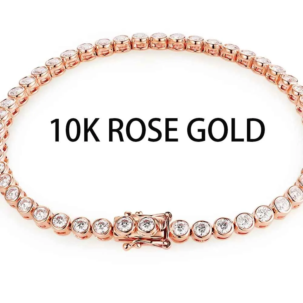 Kuololit Bezel Set Moissanite Tennis Bracelet for Women Solid 14K 10K 925silver Round D VVS1 Bracelet for Engagement Christmas