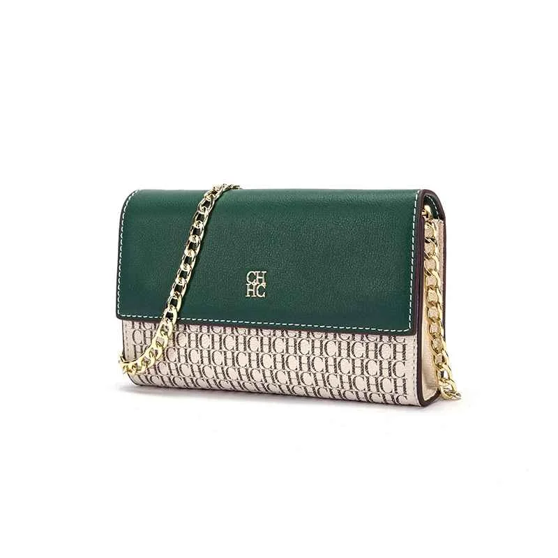 CHCH Women's Shoulder Bag New Magnetic Flip Chain Bag Brown Small Square Bag Wallet