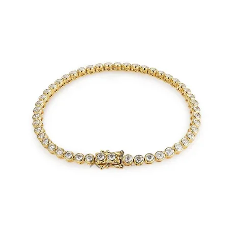 Kuololit Bezel Set Moissanite Tennis Bracelet for Women Solid 14K 10K 925silver Round D VVS1 Bracelet for Engagement Christmas