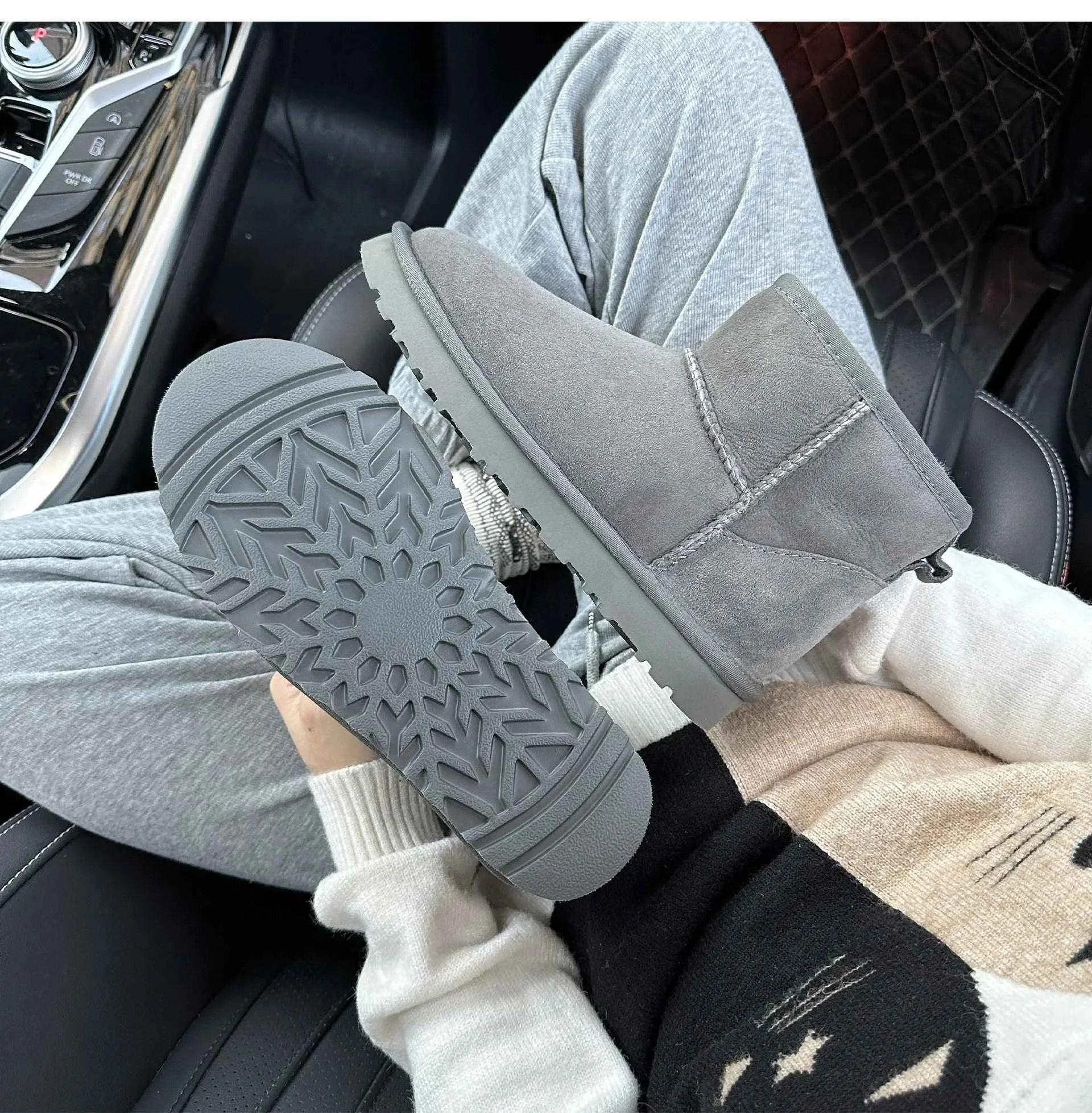 Men's and women's sheepskin and wool integrated snow boots, real leather and fur, winter thick and warm boots for women