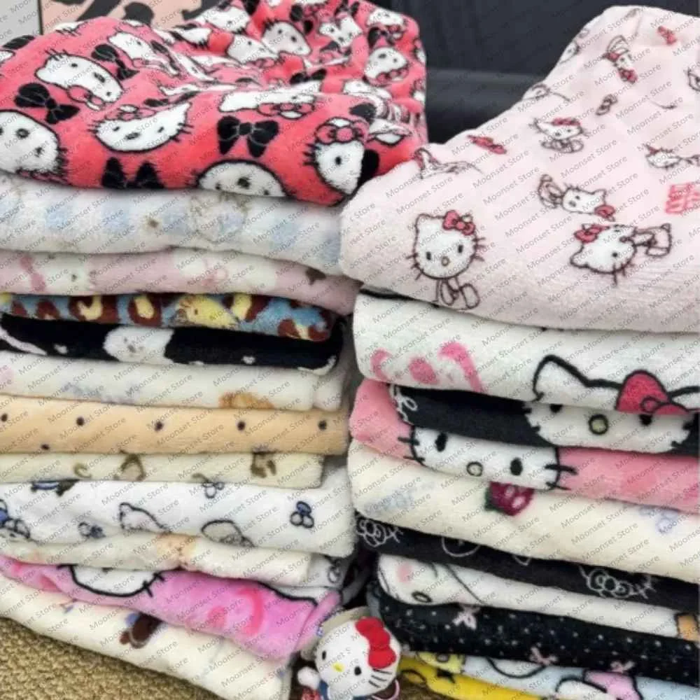 Miniso cartoon cute flannel pajama pants for women's autumn and winter new style warm casual home pants can be worn outside