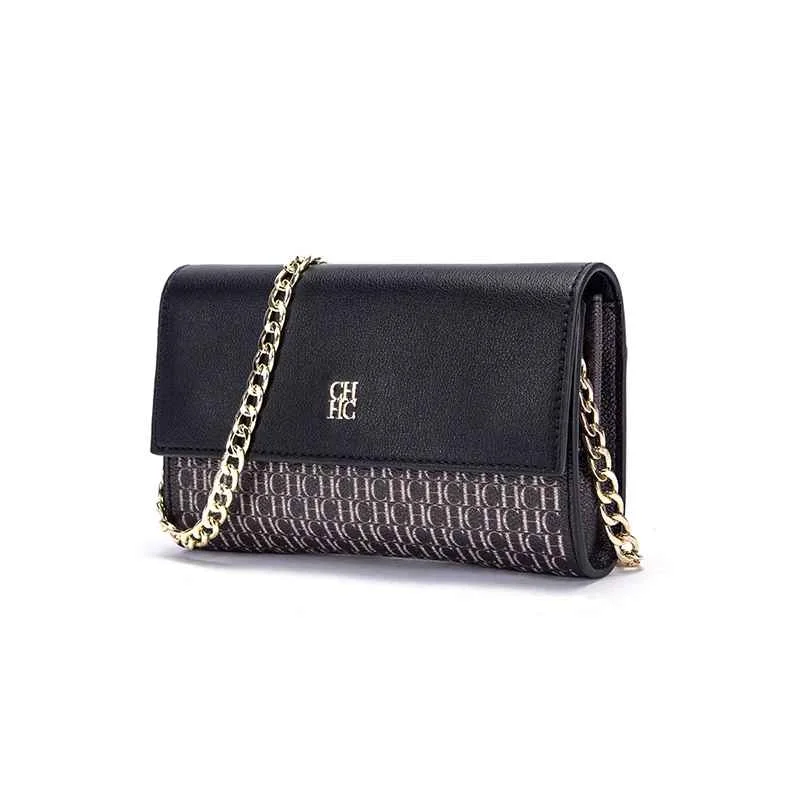 CHCH Women's Shoulder Bag New Magnetic Flip Chain Bag Brown Small Square Bag Wallet