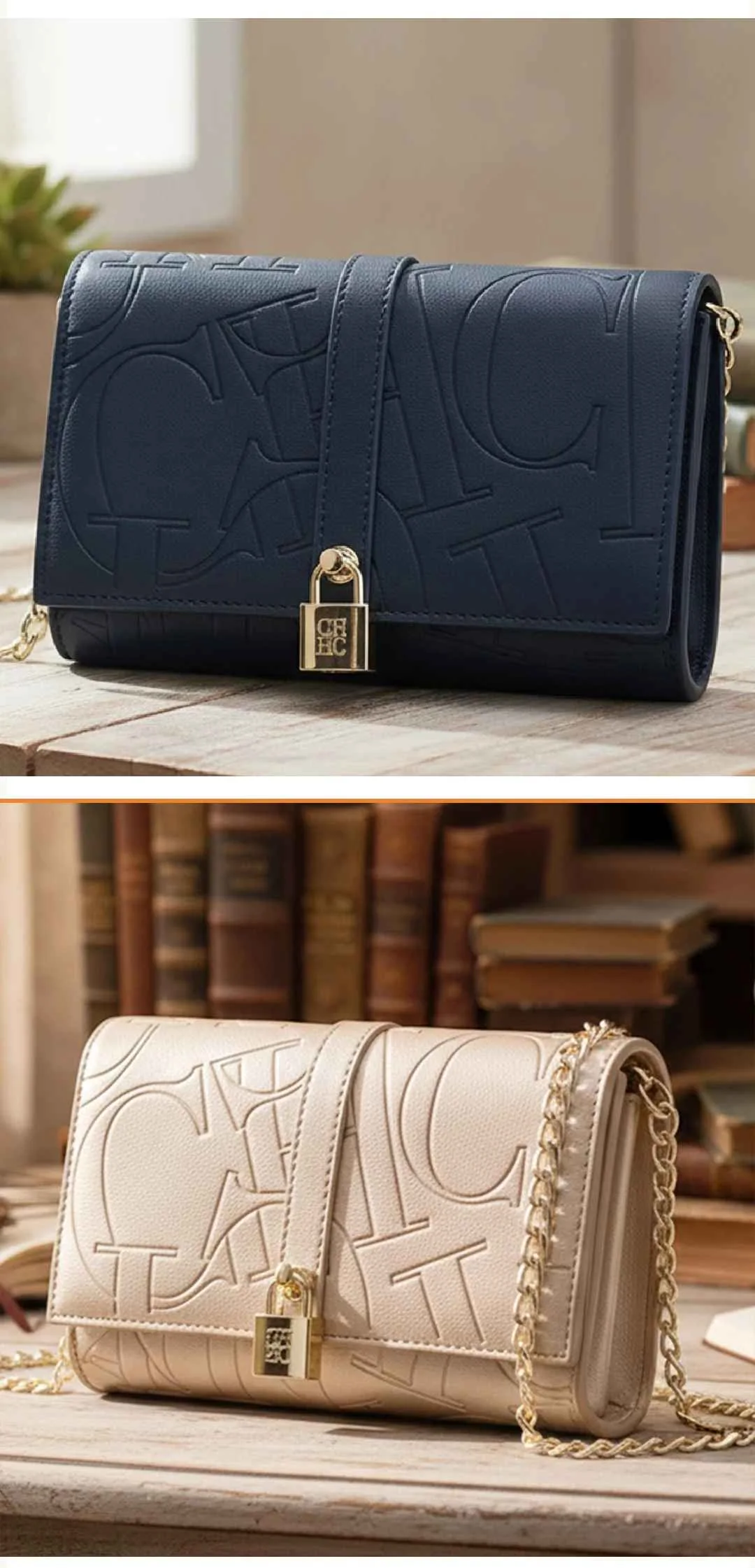 CH Autumn/Winter Fashion Shoulder Bag Solid Color Large Font Printed High Quality PU Material Explosive Women's Crossbody Bag
