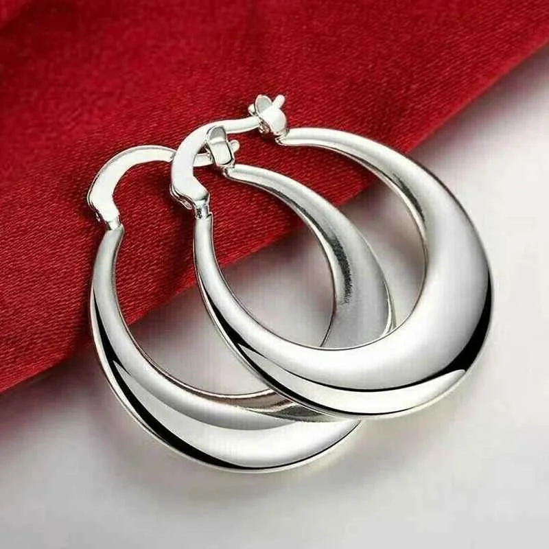 Huitan Geometric Metal Hoop Earrings for Women Gold Color/Silver Color Fashion Lady's Ear Earrings Daily Wear Versatile Jewelry