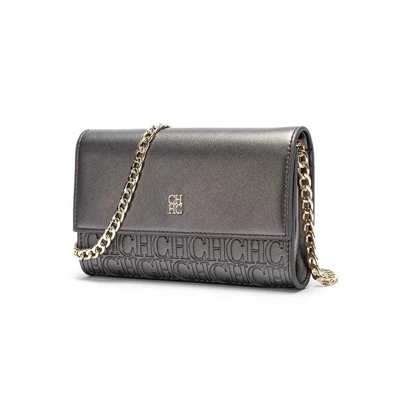CHCH Women's Shoulder Bag New Magnetic Flip Chain Bag Brown Small Square Bag Wallet