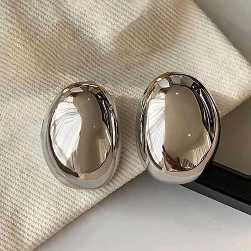 Huitan Geometric Metal Hoop Earrings for Women Gold Color/Silver Color Fashion Lady's Ear Earrings Daily Wear Versatile Jewelry