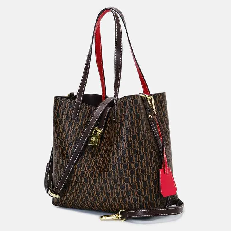 CH Women's Bag Shoulder Bag Simple Large Capacity Casual Resistant Brand Elegant Light Luxury Practical With Bags Pure Color