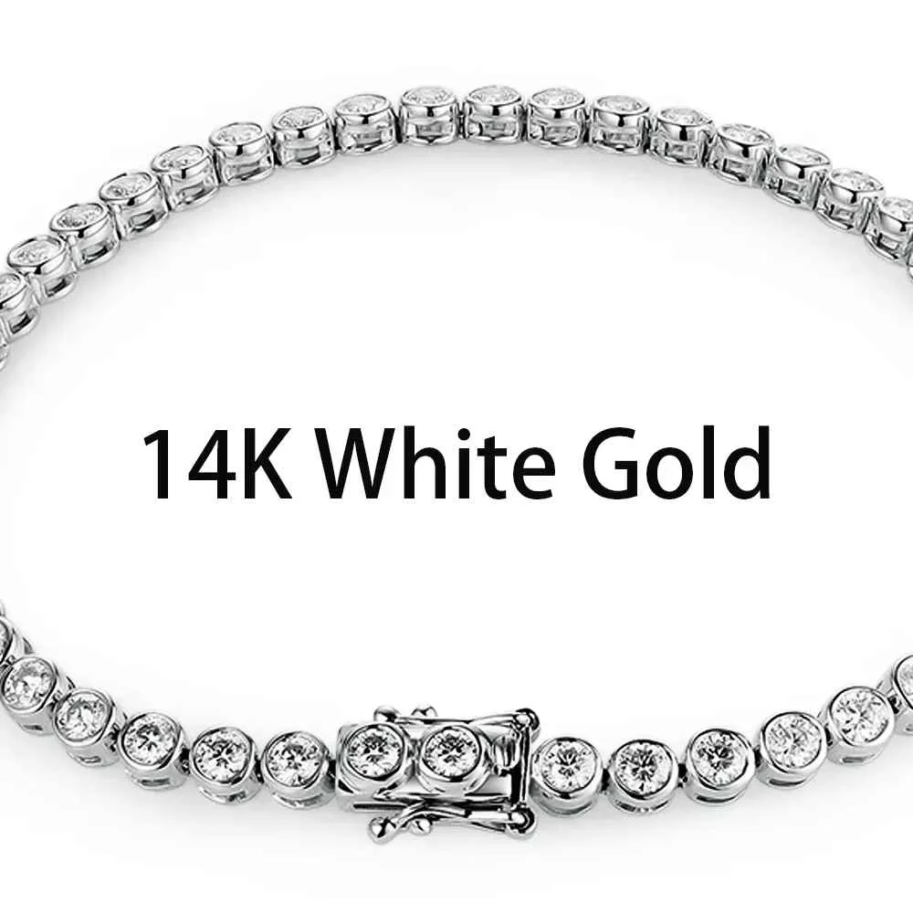 Kuololit Bezel Set Moissanite Tennis Bracelet for Women Solid 14K 10K 925silver Round D VVS1 Bracelet for Engagement Christmas