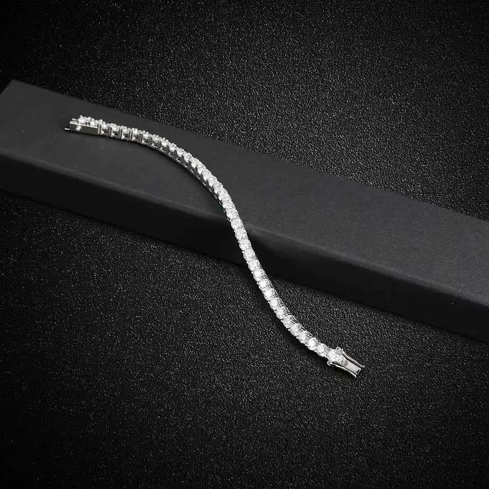 EWYA 925 Sterling Silver Moissanite Bracelet 0.1ct 3mm D VVS1 Diamond with GRA for Women Sparkling Wedding Party Fine Jewelry