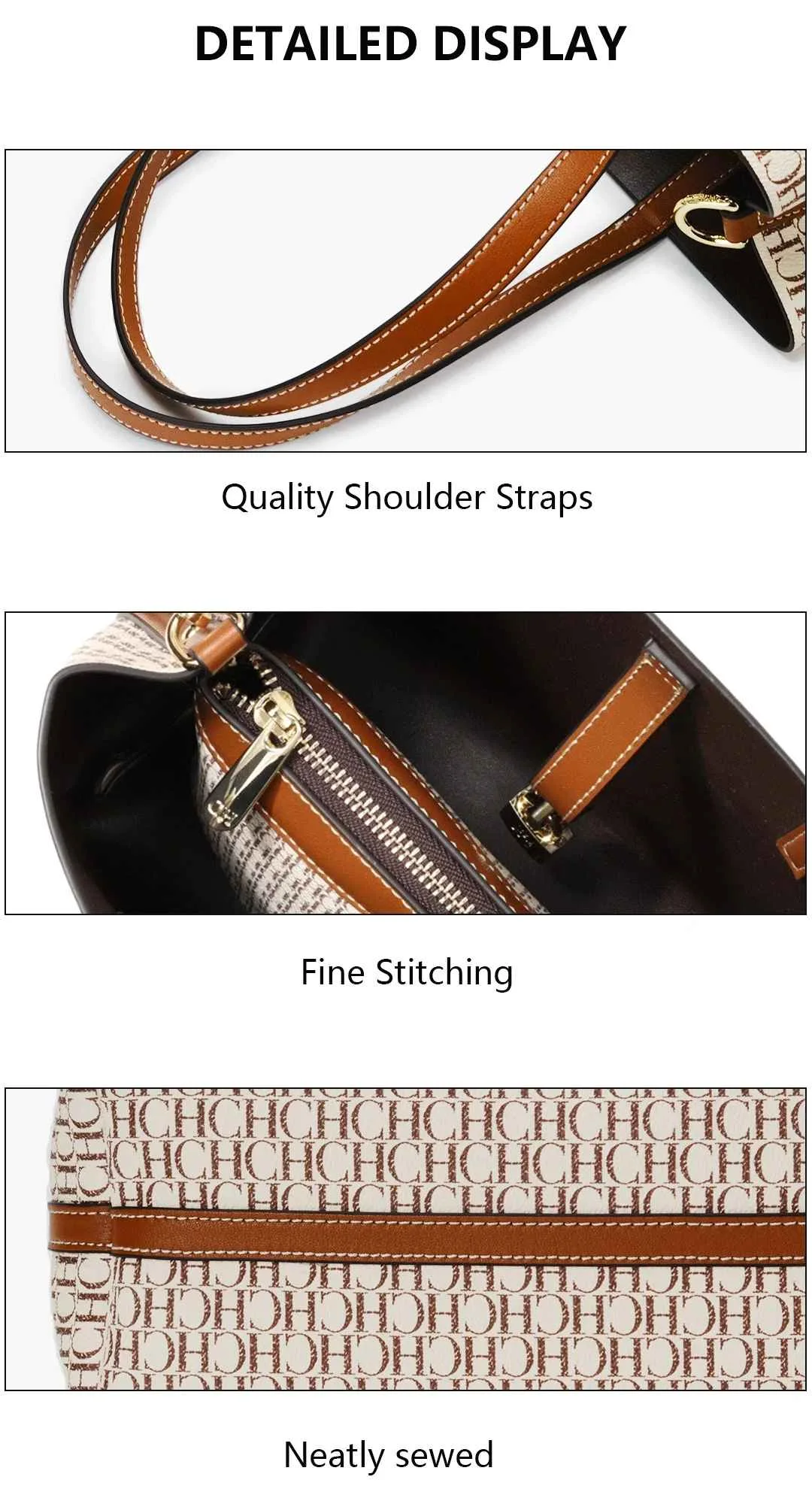 CH Women's Bag Shoulder Bag Simple Large Capacity Casual Resistant Brand Elegant Light Luxury Practical With Bags Pure Color