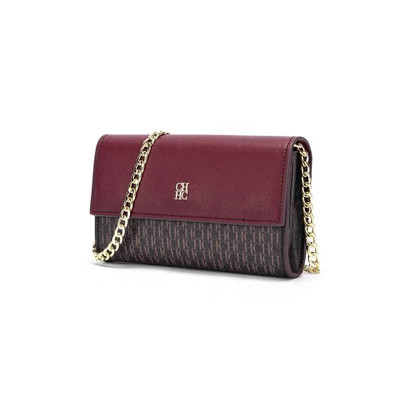 CHCH Women's Shoulder Bag New Magnetic Flip Chain Bag Brown Small Square Bag Wallet