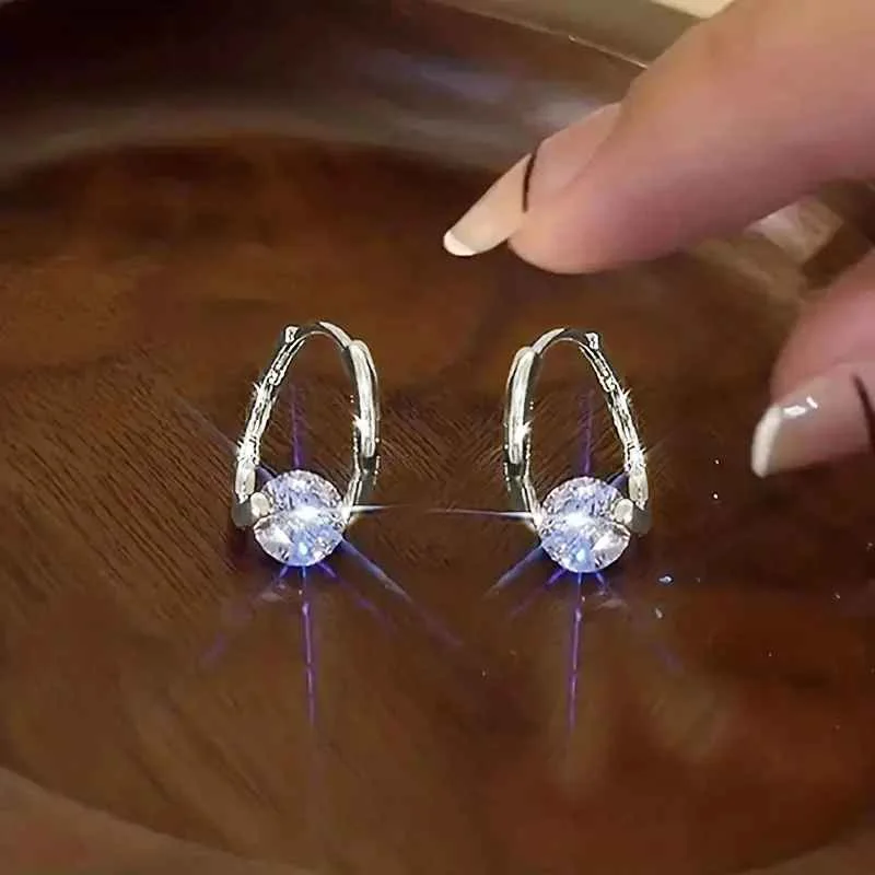 Huitan Geometric Metal Hoop Earrings for Women Gold Color/Silver Color Fashion Lady's Ear Earrings Daily Wear Versatile Jewelry
