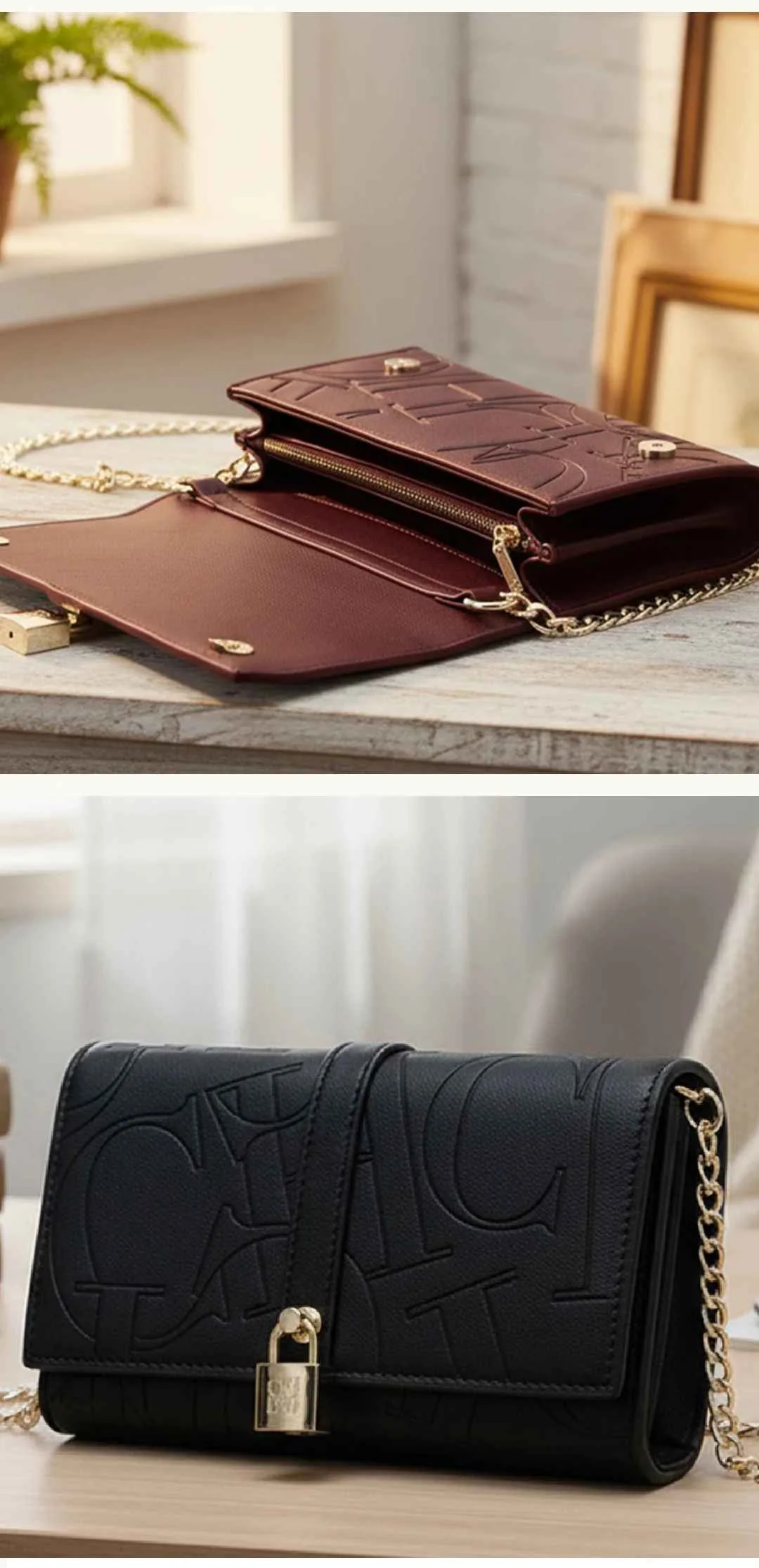 CH Autumn/Winter Fashion Shoulder Bag Solid Color Large Font Printed High Quality PU Material Explosive Women's Crossbody Bag