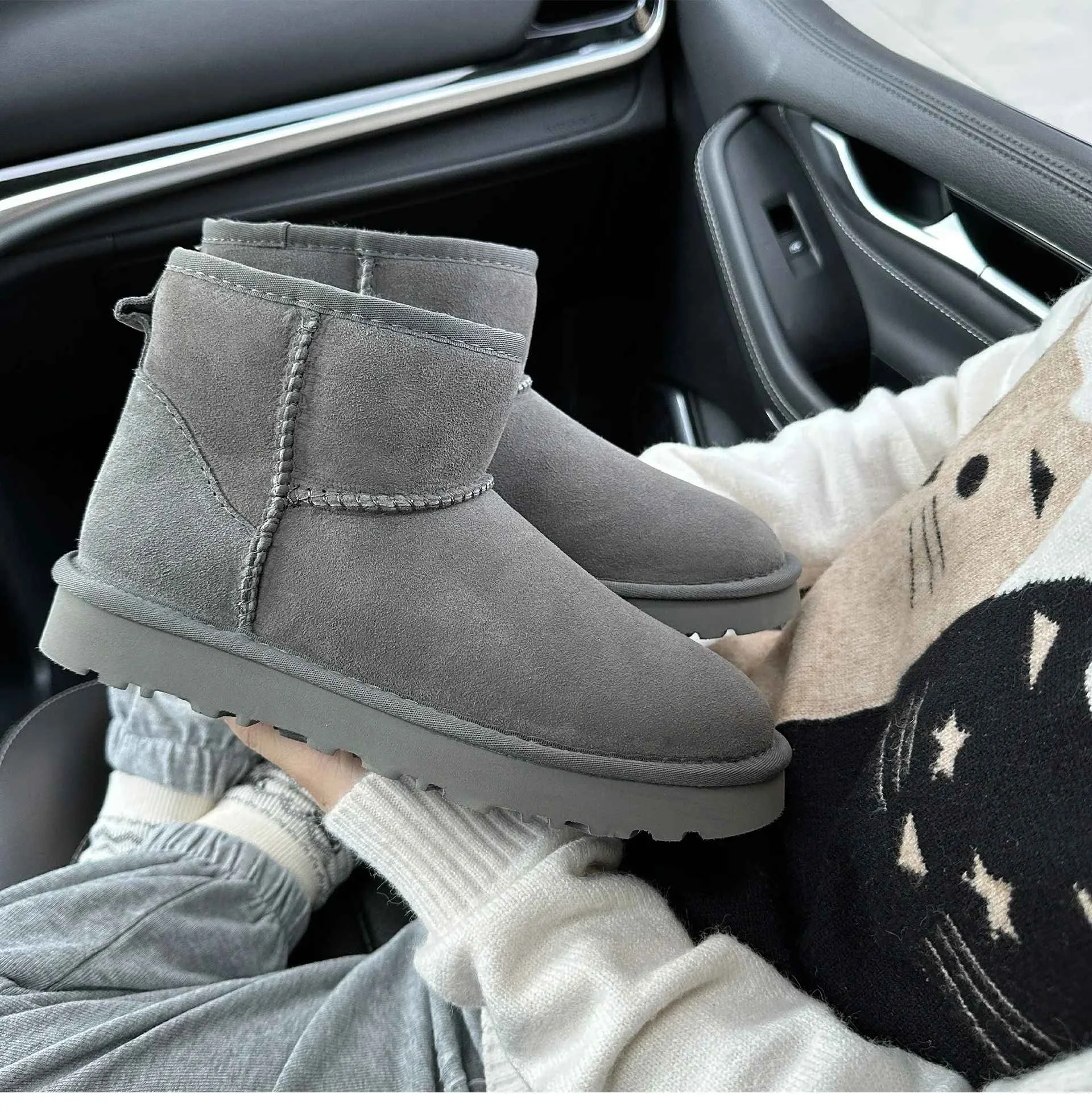 Men's and women's sheepskin and wool integrated snow boots, real leather and fur, winter thick and warm boots for women
