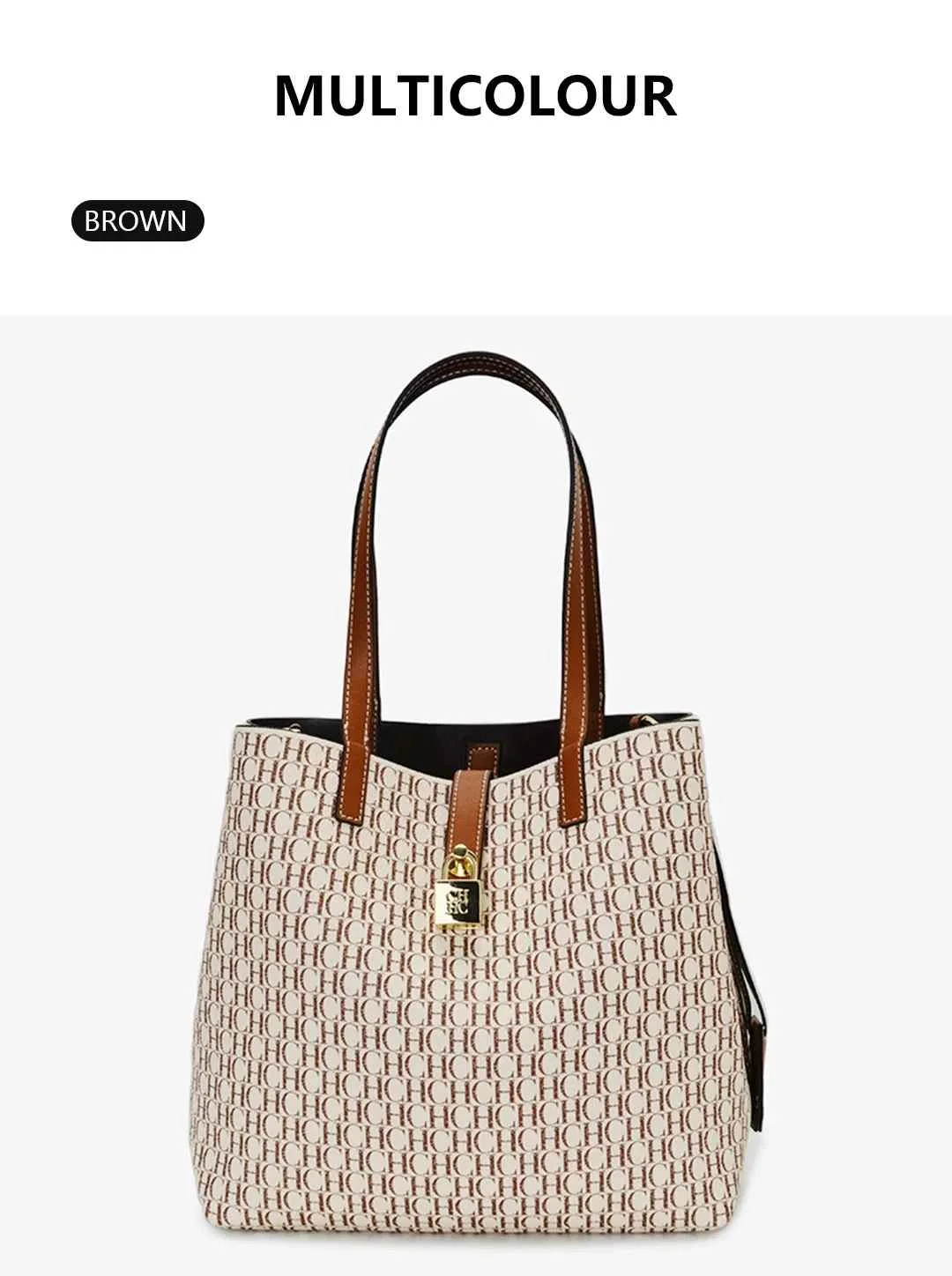 CH Women's Bag Shoulder Bag Simple Large Capacity Casual Resistant Brand Elegant Light Luxury Practical With Bags Pure Color