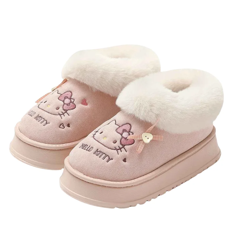 Winter Anime Kittys Women Plush Cotton Shoes Kawaii Cartoon Thicken Indoor Home Plush Warm Sweet Girls Comfortable Cotton Shoes