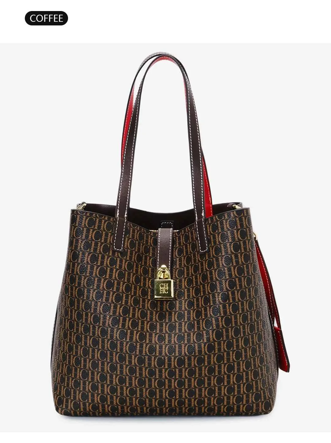 CH Women's Bag Shoulder Bag Simple Large Capacity Casual Resistant Brand Elegant Light Luxury Practical With Bags Pure Color