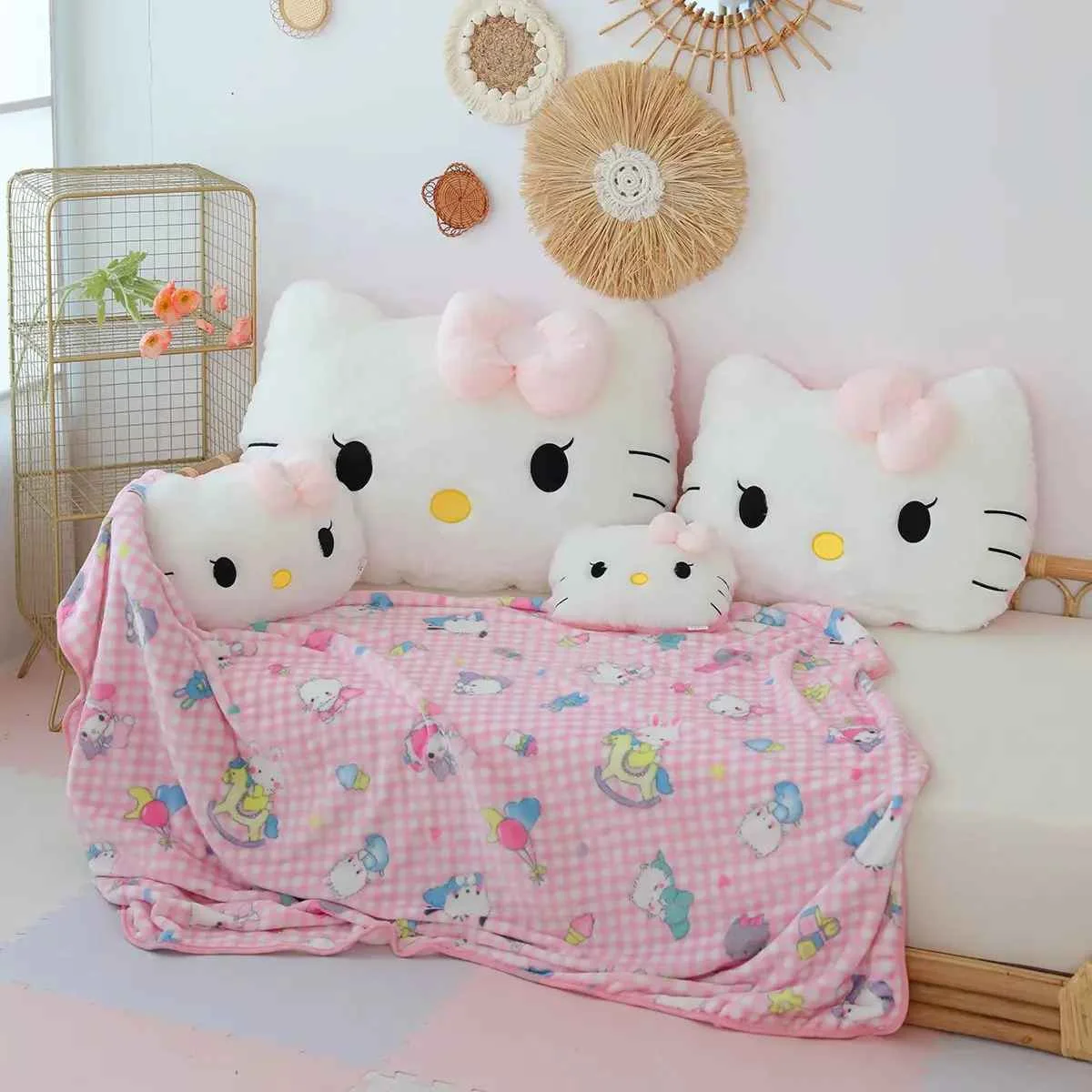 Sanrio Cuddly Hello Kitty Back Cushion Big Size Hello Kitty Pillow Sofa Bed Bay Window Home Decor Pillow Hug Plushies Xmas Gift