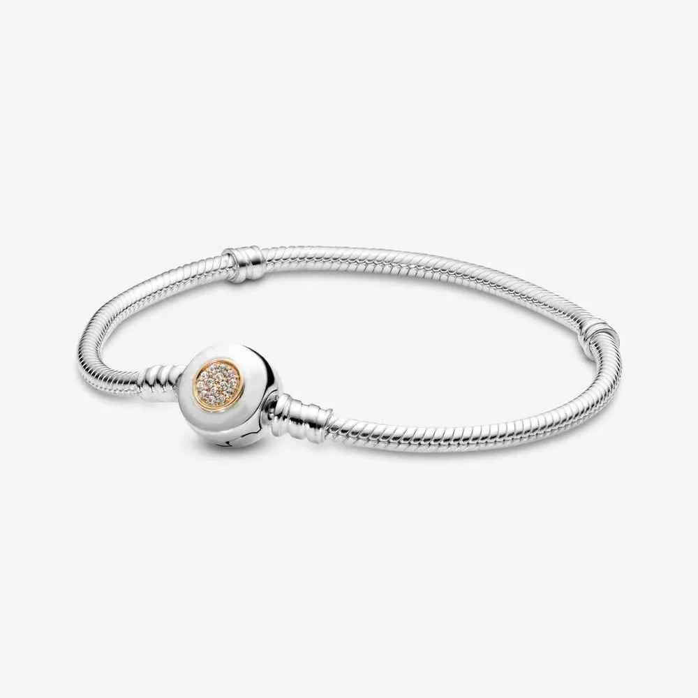 Hot Sale 925% sterling silver original heart-shaped square round clasp snake chain charming bracelet fien jewelry for women