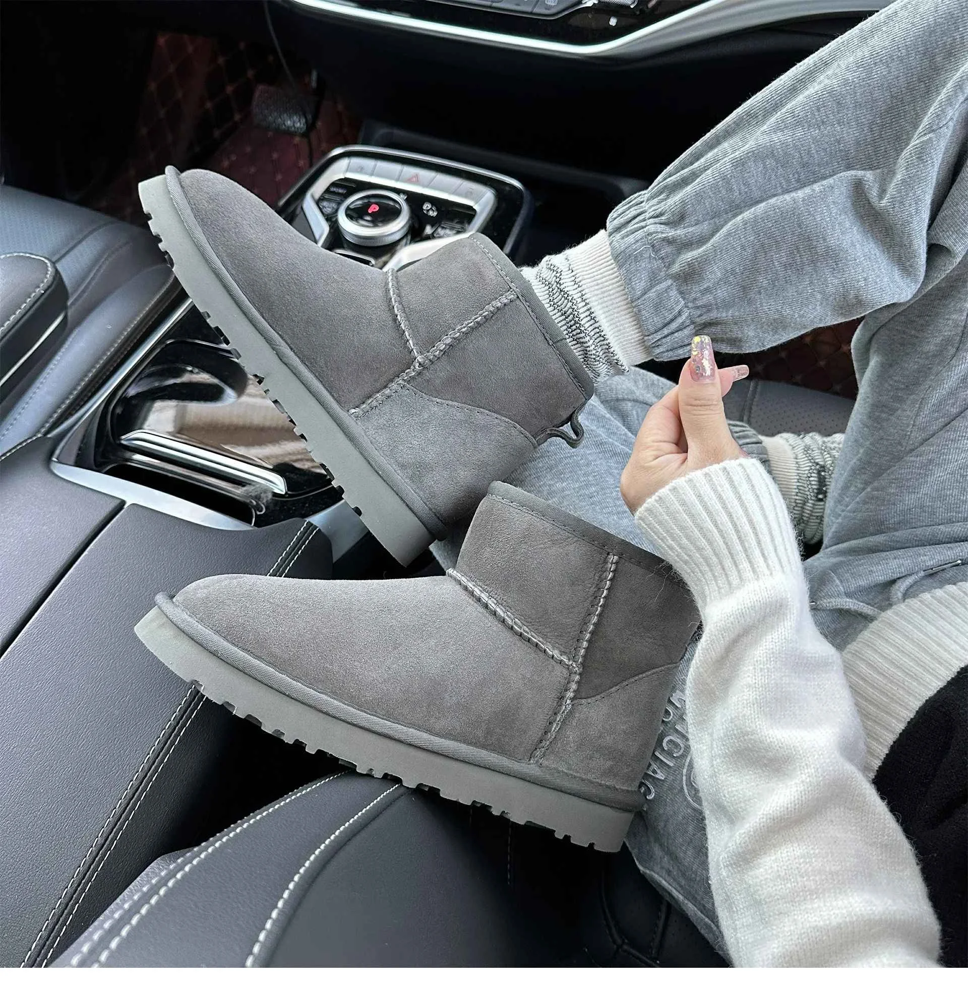 Men's and women's sheepskin and wool integrated snow boots, real leather and fur, winter thick and warm boots for women